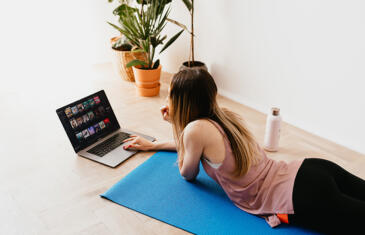 Sales and marketing woman home workout laptop stock pexel column